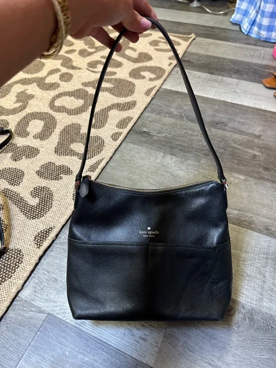 Kate Spade New York Black Pebbled Leather Shoulder Bag Zip Top Classic Purse - Picture 7 of 7